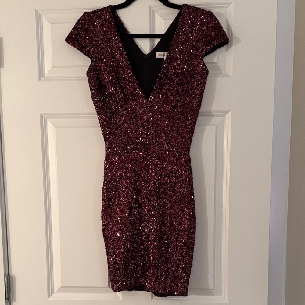 Dress the Population Burgundy Sequin Mini Dress